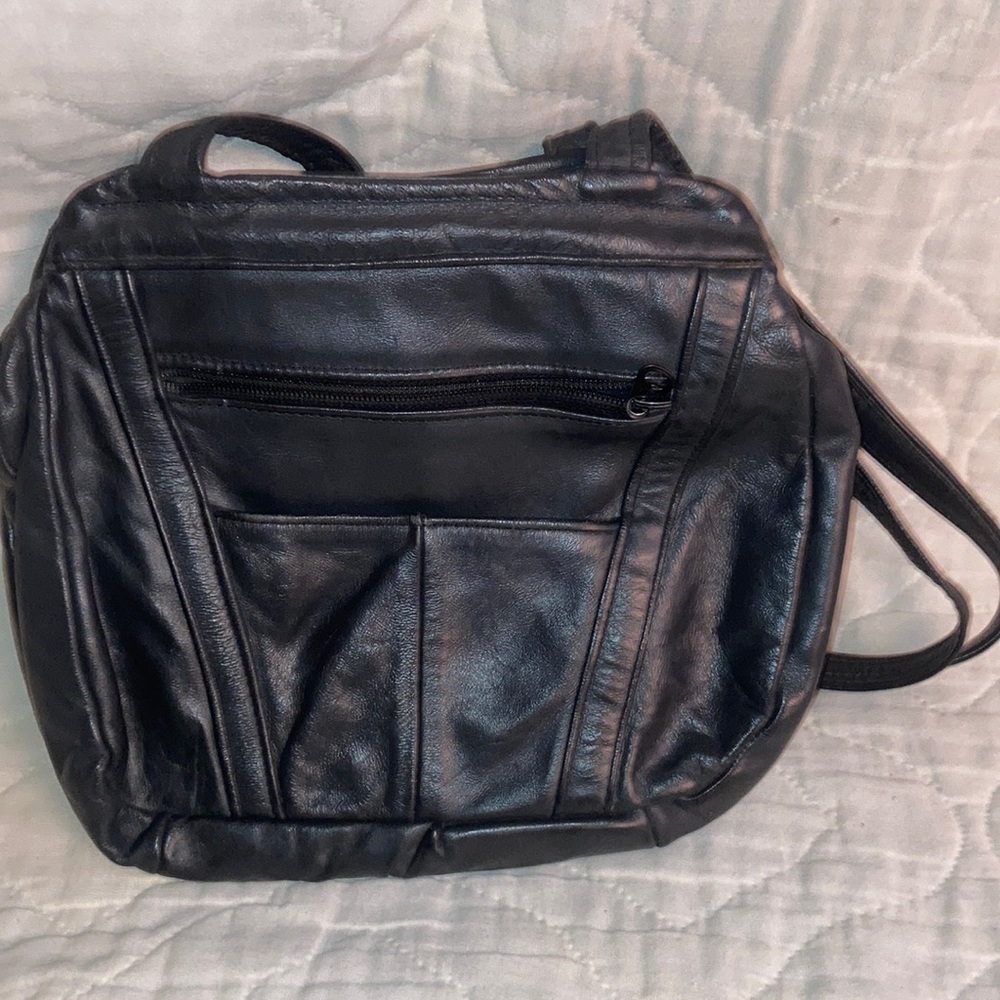Aquascutum London Black Genuine Leather Tote Handbag